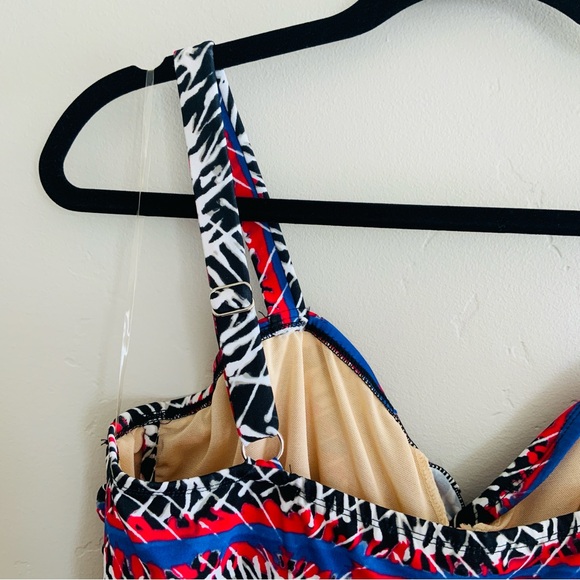 Torrid Retro SlimFix Built Up Bra One Piece Black Red Khaki Size 1 - 14/16 NWOT - Picture 10 of 15